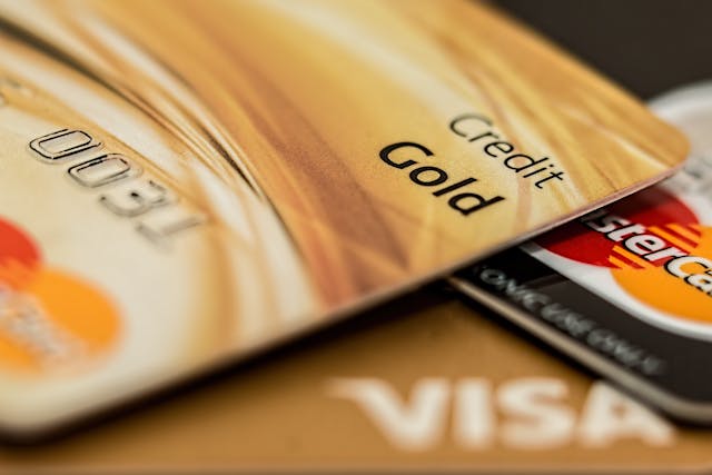 a close-up on credit cards