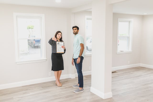 a landlord showing a house