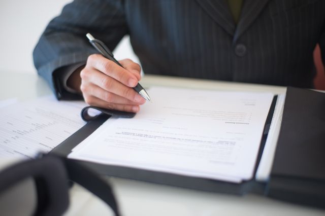 a person reviewing documents